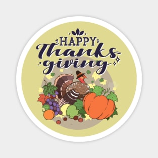 Thanksgiving Merch Gift Idea / Turkey With Pumpkin Magnet